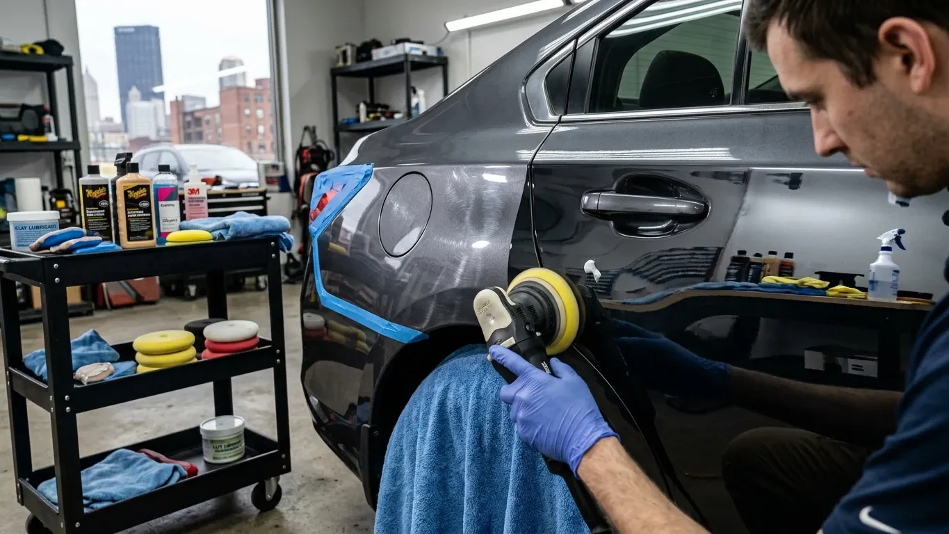 Exterior Car Detailing in Pittsburgh, PA with machine polishing and paint decontamination