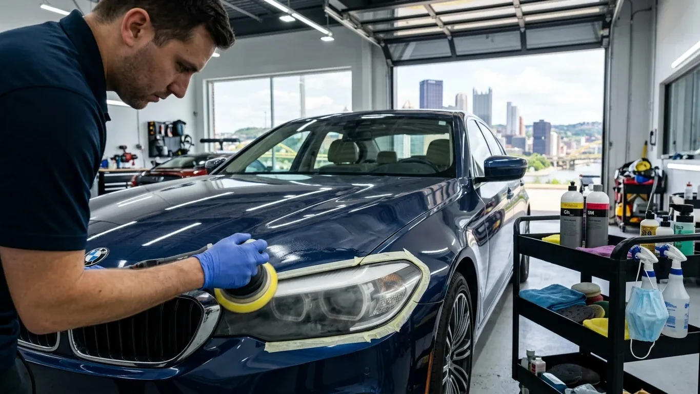 Headlight Restoration Pittsburgh PA with professional polishing and oxidation removal